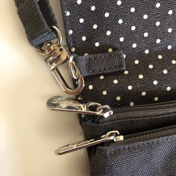 Thirty One Gray Polka Dot Crossbody Purse Adjustable Removable Strap - Picture 4 of 8